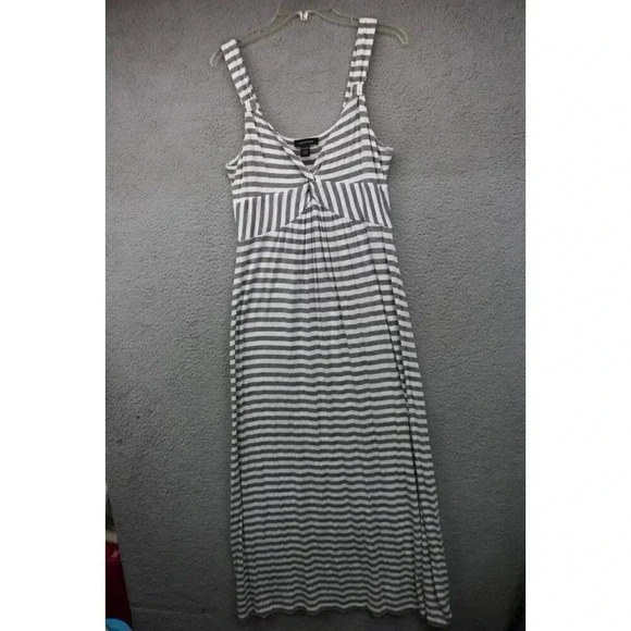 Spense Gray and White Striped Maxi Sleeveless Dress-Size Large - Picture 1 of 9